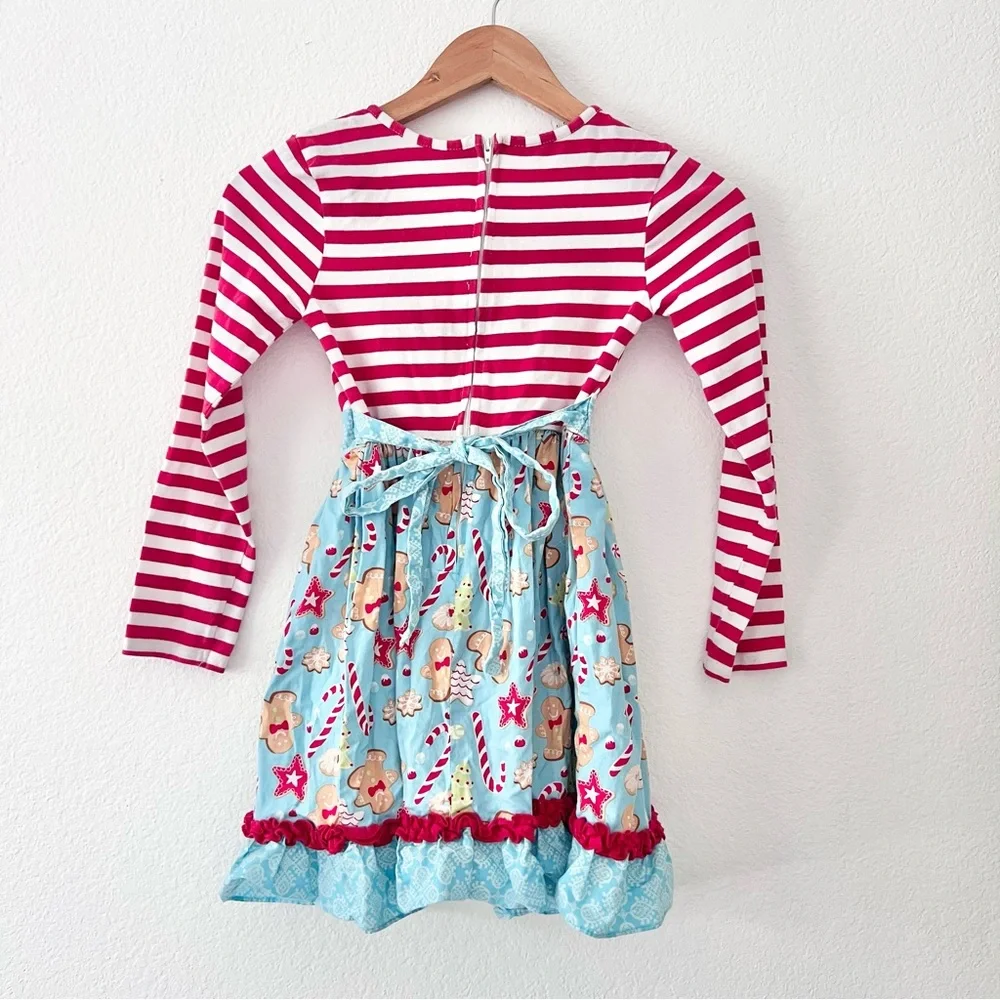Counting Daisies Boutique Gingerbread Candy Cane Christmas Dress Sz 10